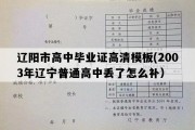 辽阳市高中毕业证高清模板(2003年辽宁普通高中丢了怎么补）