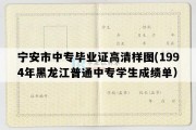 宁安市中专毕业证高清样图(1994年黑龙江普通中专学生成绩单）