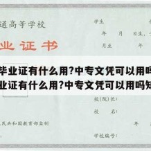 中专毕业证有什么用?中专文凭可以用吗（中专毕业证有什么用?中专文凭可以用吗知乎）