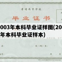 2003年本科毕业证样图(2003年本科毕业证样本)