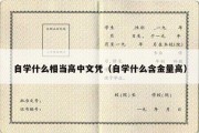 自学什么相当高中文凭（自学什么含金量高）