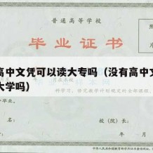 没有高中文凭可以读大专吗（没有高中文凭可以考大学吗）