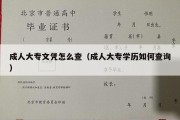 成人大专文凭怎么查（成人大专学历如何查询）