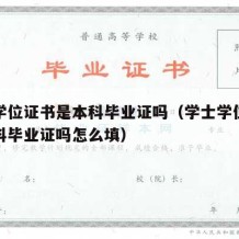 学士学位证书是本科毕业证吗（学士学位证书是本科毕业证吗怎么填）