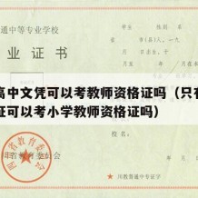 只有高中文凭可以考教师资格证吗（只有高中毕业证可以考小学教师资格证吗）