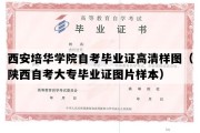 西安培华学院自考毕业证高清样图（陕西自考大专毕业证图片样本）