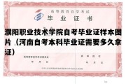 濮阳职业技术学院自考毕业证样本图片（河南自考本科毕业证需要多久拿证）