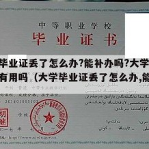 大学毕业证丢了怎么办?能补办吗?大学毕业证还有用吗（大学毕业证丢了怎么办,能补吗）