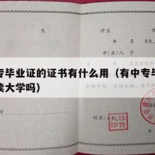 有中专毕业证的证书有什么用（有中专毕业证可以读大学吗）