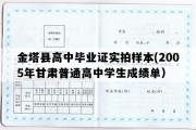 金塔县高中毕业证实拍样本(2005年甘肃普通高中学生成绩单）