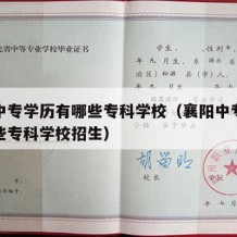 襄阳中专学历有哪些专科学校（襄阳中专学历有哪些专科学校招生）