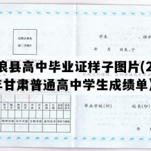 古浪县高中毕业证样子图片(2012年甘肃普通高中学生成绩单）