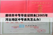 廊坊市中专毕业证样本(2005年河北地区中专丢失怎么办）