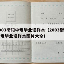 2003衡阳中专毕业证样本（2003衡阳中专毕业证样本图片大全）