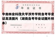 中南林业科技大学涉外学院自考毕业证高清图片（湖南自考毕业证图片样本）