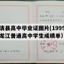 宝清县高中毕业证图片(1995年黑龙江普通高中学生成绩单）