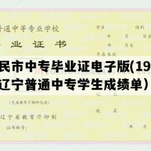 新民市中专毕业证电子版(1999年辽宁普通中专学生成绩单）