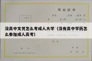 没高中文凭怎么考成人大学（没有高中学历怎么参加成人高考）