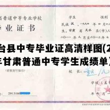 高台县中专毕业证高清样图(2019年甘肃普通中专学生成绩单）