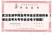 武汉东湖学院自考毕业证实拍样本（湖北自考大专毕业证电子版图）