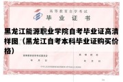 黑龙江能源职业学院自考毕业证高清样图（黑龙江自考本科毕业证购买价格）