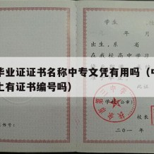 中专毕业证证书名称中专文凭有用吗（中专毕业证上有证书编号吗）