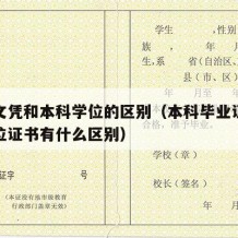 本科文凭和本科学位的区别（本科毕业证与本科学位证书有什么区别）