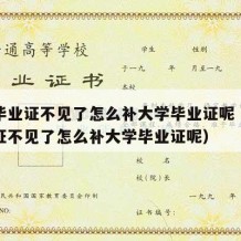 大学毕业证不见了怎么补大学毕业证呢（大学毕业证不见了怎么补大学毕业证呢）