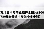 宾川县中专毕业证样本图片(2007年云南普通中专做个多少钱）