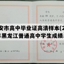 宁安市高中毕业证高清样本(2016年黑龙江普通高中学生成绩单）