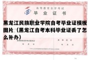 黑龙江民族职业学院自考毕业证模板图片（黑龙江自考本科毕业证丢了怎么补办）