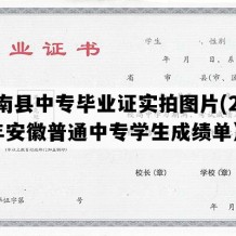 阜南县中专毕业证实拍图片(2016年安徽普通中专学生成绩单）