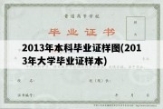 2013年本科毕业证样图(2013年大学毕业证样本)