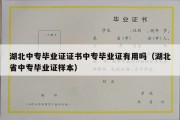 湖北中专毕业证证书中专毕业证有用吗（湖北省中专毕业证样本）