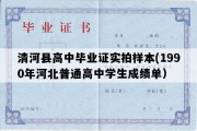 清河县高中毕业证实拍样本(1990年河北普通高中学生成绩单）