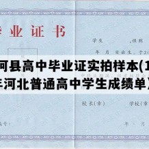 清河县高中毕业证实拍样本(1990年河北普通高中学生成绩单）