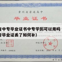 浙江省中专毕业证书中专学历可以用吗（浙江省中专毕业证丢了如何补）