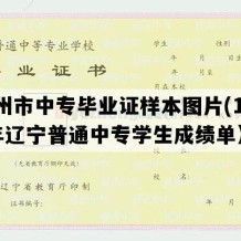 锦州市中专毕业证样本图片(1996年辽宁普通中专学生成绩单）