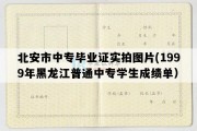 北安市中专毕业证实拍图片(1999年黑龙江普通中专学生成绩单）