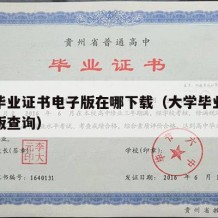 大学毕业证书电子版在哪下载（大学毕业证书电子版查询）