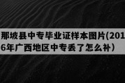 那坡县中专毕业证样本图片(2016年广西地区中专丢了怎么补）