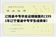 辽阳县中专毕业证模板图片(1991年辽宁普通中专学生成绩单）