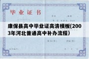 康保县高中毕业证高清模板(2003年河北普通高中补办流程）