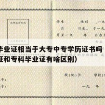 中专毕业证相当于大专中专学历证书吗（中专毕业证和专科毕业证有啥区别）