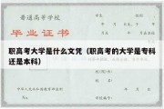 职高考大学是什么文凭（职高考的大学是专科还是本科）