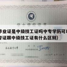 中专毕业证是中级技工证吗中专学历可以用吗（中专证跟中级技工证有什么区别）