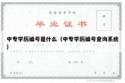 中专学历编号是什么（中专学历编号查询系统）