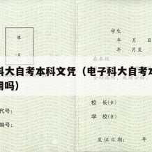 电子科大自考本科文凭（电子科大自考本科文凭有用吗）