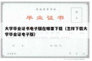 大学毕业证书电子版在哪里下载（怎样下载大学毕业证电子版）