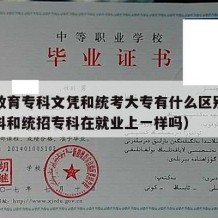 成人教育专科文凭和统考大专有什么区别（成人专科和统招专科在就业上一样吗）